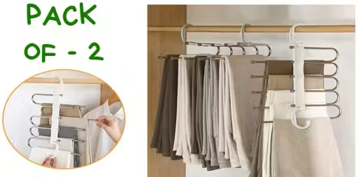 5-in-1 Stainless Steel Foldable Hangers (Pack of 2)