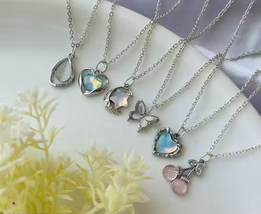 Trendy Silver AD Charm Pendant Necklaces (Pack of 6)
