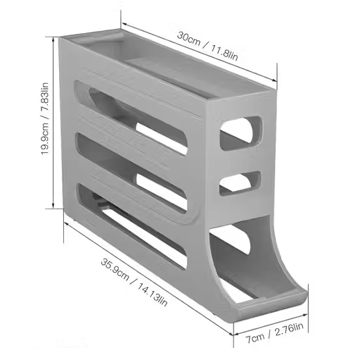 Egg Holder for Fridge – 4-Tier Large Capacity Egg Rack (Grey)