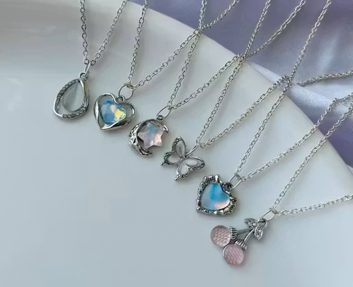 Trendy Silver AD Charm Pendant Necklaces (Pack of 6)