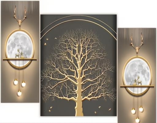 Meera Art & Craft Set of 3 Modern art Wall Painting