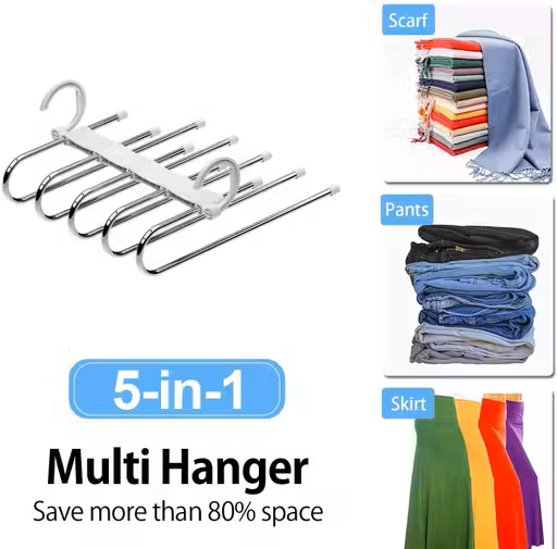 5-in-1 Stainless Steel Foldable Hangers (Pack of 2)