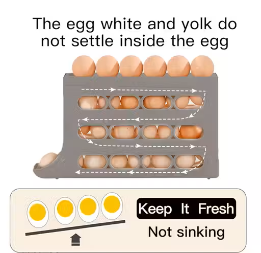 Egg Holder for Fridge – 4-Tier Large Capacity Egg Rack (Grey)